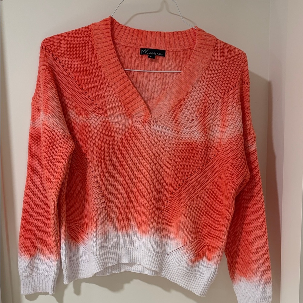 Metric Knits coral loose knit sweater